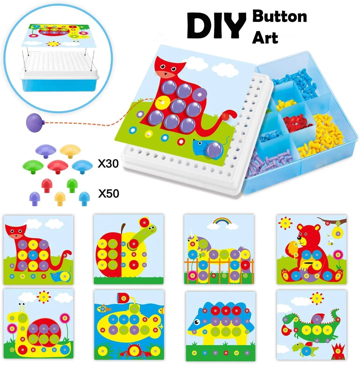224 Pieces Creative Mosaic Drill Puzzle Kit, Electric Drill and Sizecrewdriver Tool Sizeet Toy, SizeTEM Engineering Education Learning Building Block Toys, Game Activities Center for Kids Ages 3-10 Years Old