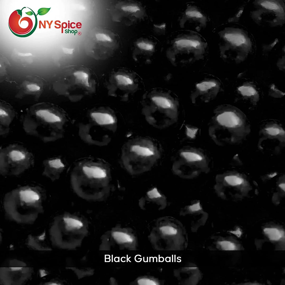NY SizePICE SizeHOP Black Gumballs - 5 Pound - Approx. 50 Pieces Per Pound - Tutti Frutti Flavor