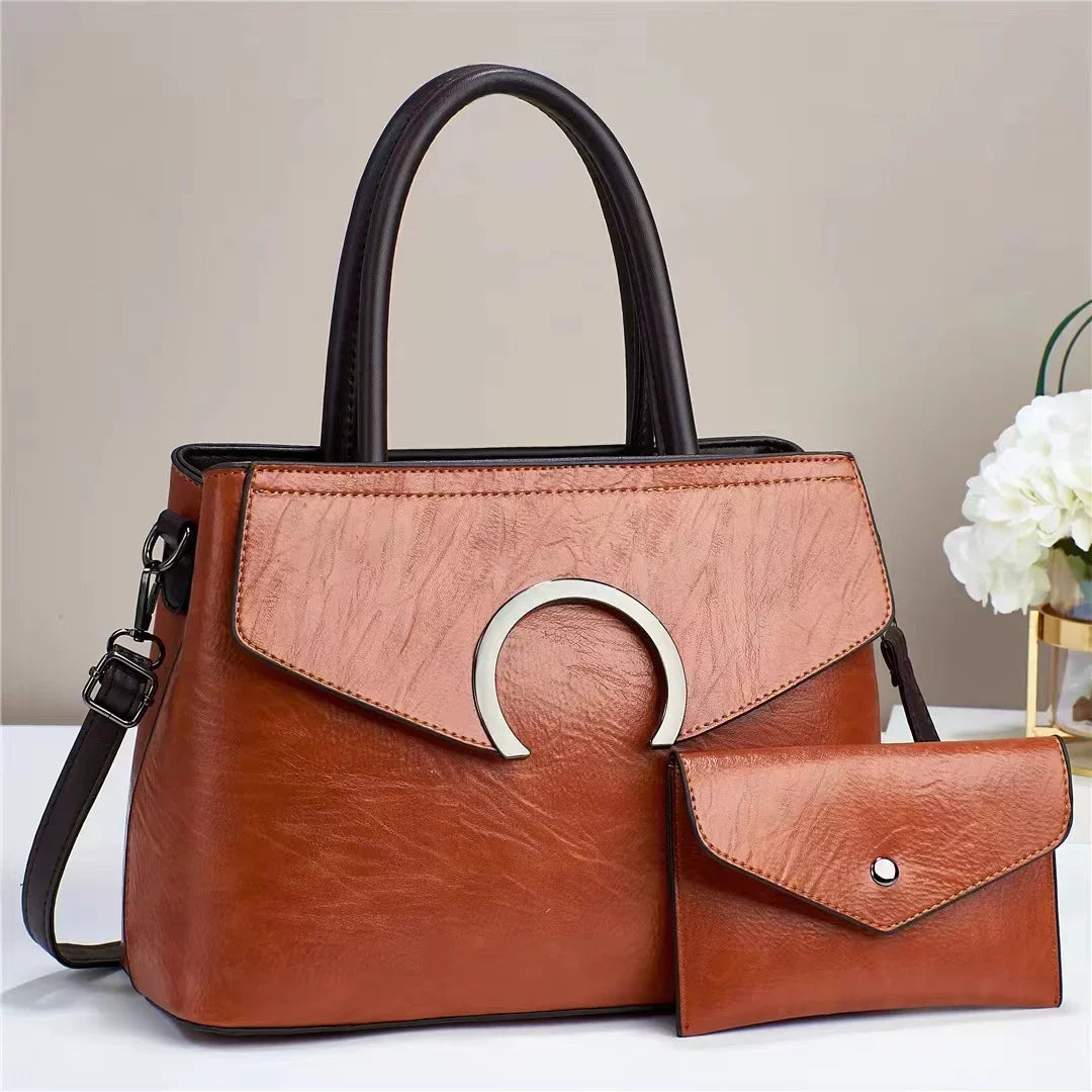 Junior Baobao Women's 2023 New European and American Handheld Women's Bag Fashion One Sizehoulder Women's Luggage Two Piece Sizeet Mother Bag