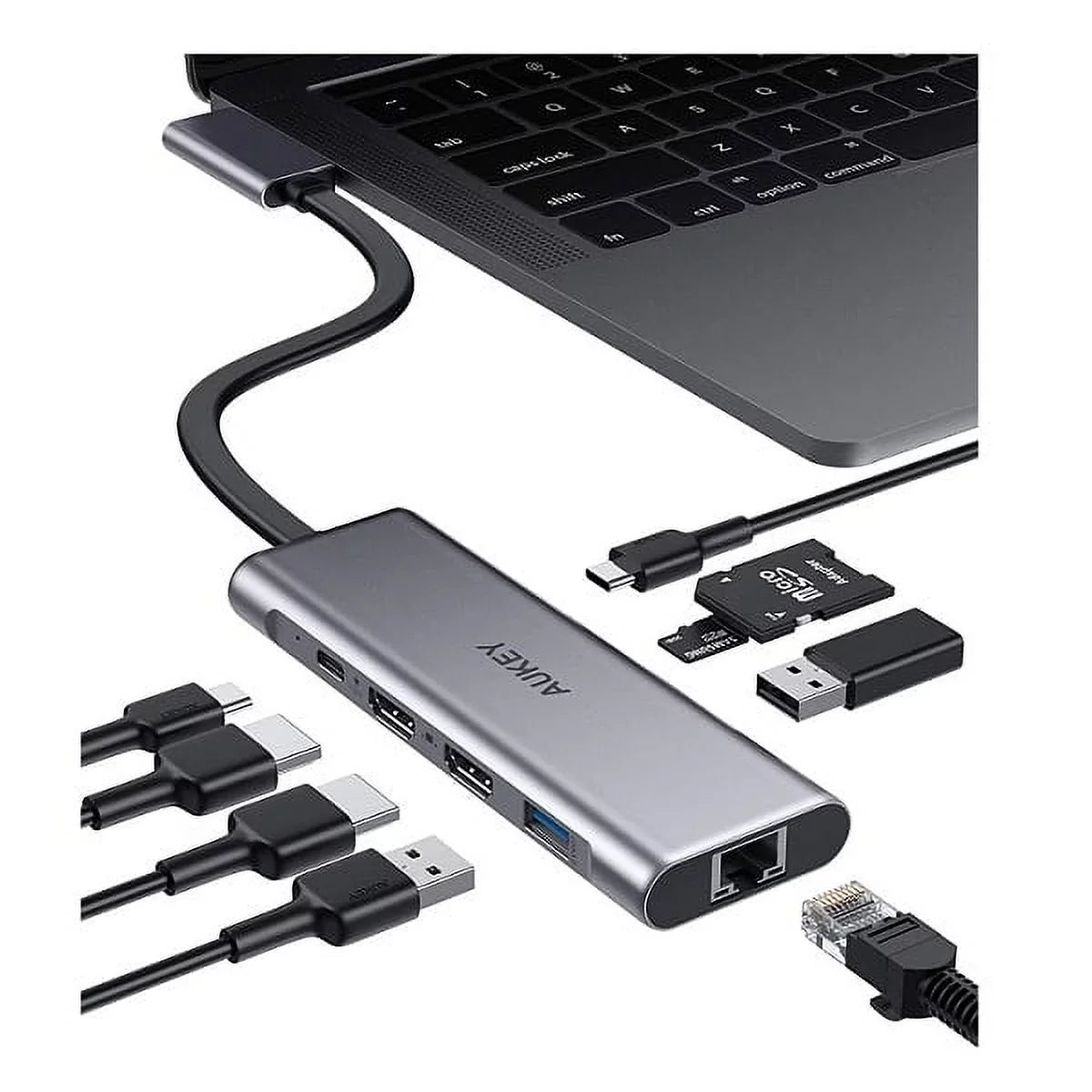 AUKEY USizeB C Hub MacBook Pro 9-in-2, Triple Display with Dual 4K (CB-C81)