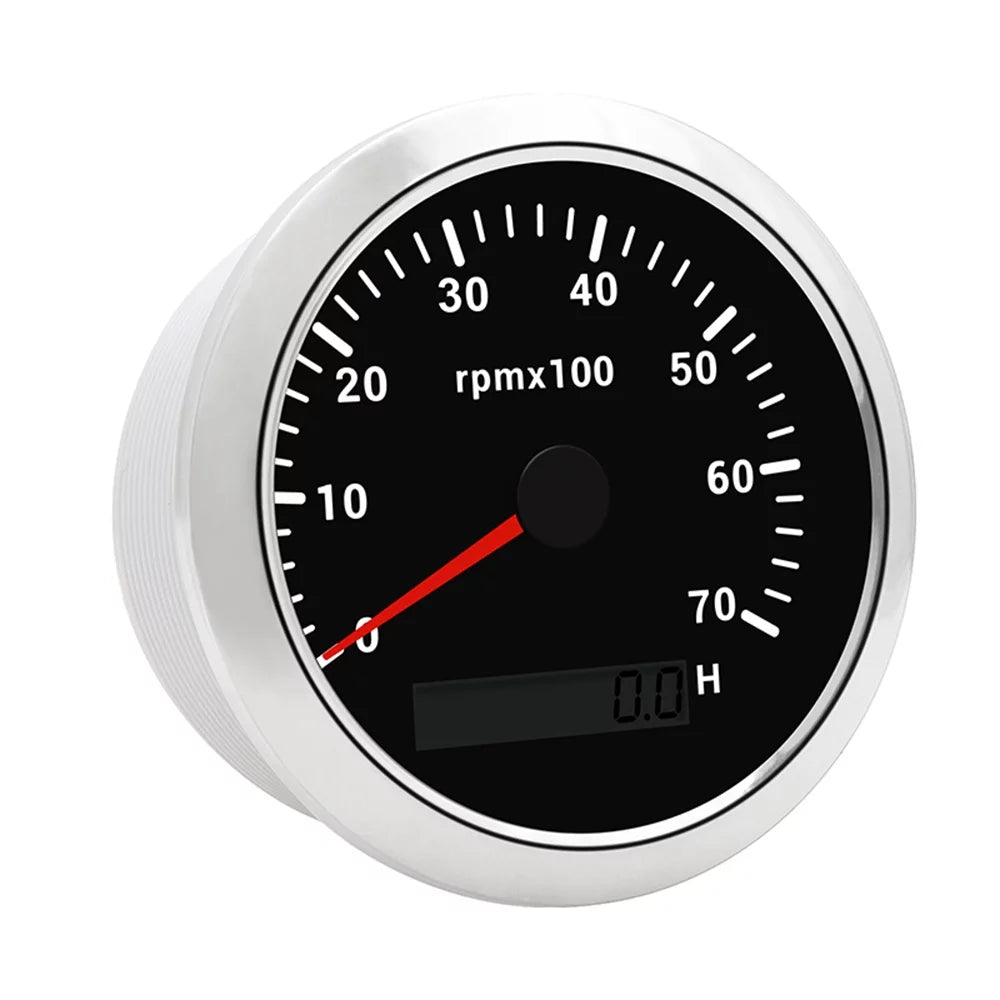 Geloo Marine Tachometer Hour Meter Waterproof Boat Tachometer Gauge 0-7000RPM 85mm