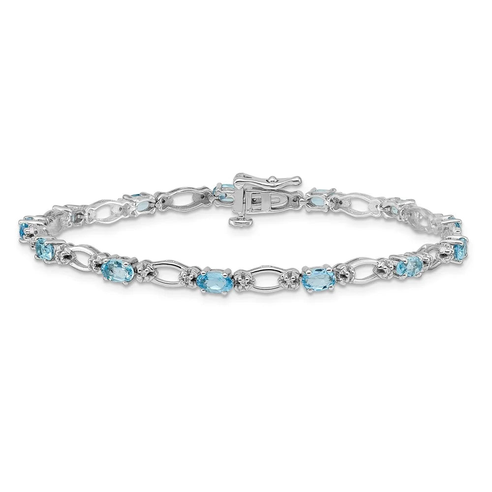 14k Ivory Gold Diamond and Blue Topaz Bracelet QBM4491-BT-010-WA