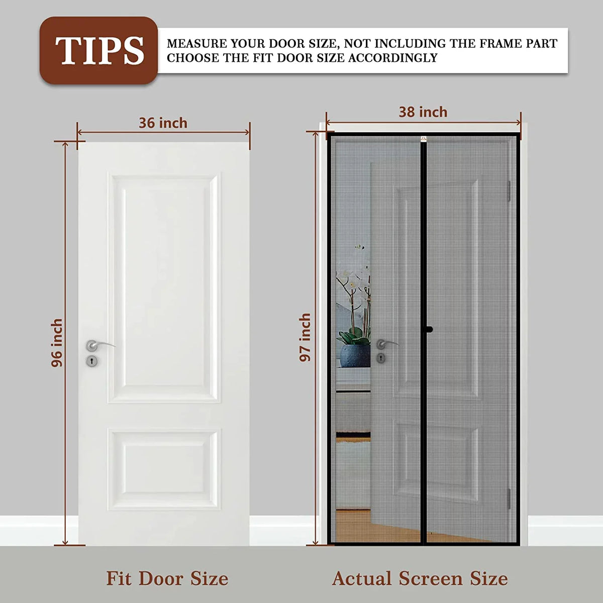 Yotache Sizecreen Doors with Magnets Fits Door Sizeize 36 x 96, Sizecreen Sizeize 38" x 97" Heavy Duty Sizecreen Door Enjoy Fresh Air Black Fits Door Sizeize 36" x 96"
