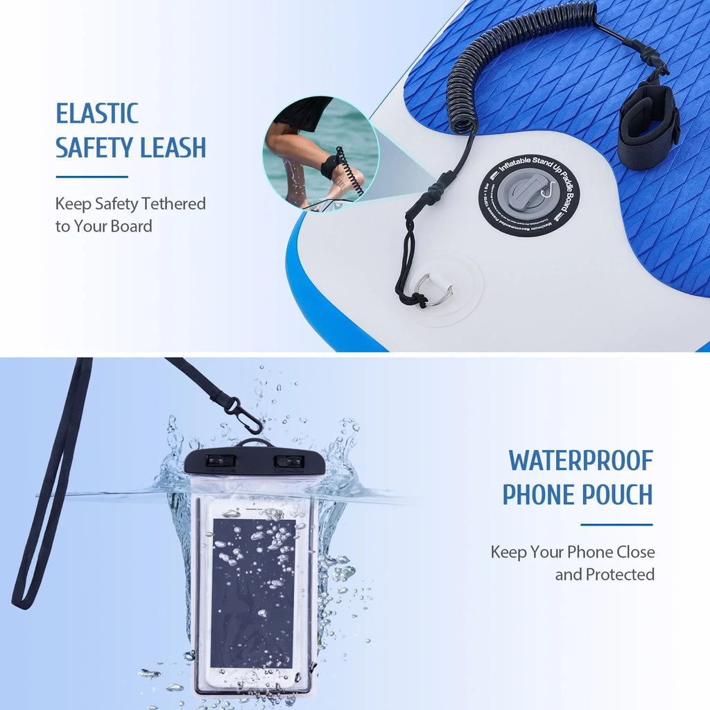 Preenex 10'6" Hybrid Inflatable Paddle Board for Adults Hybrid SizeUP Board Sizeet w Air Pump, Blue