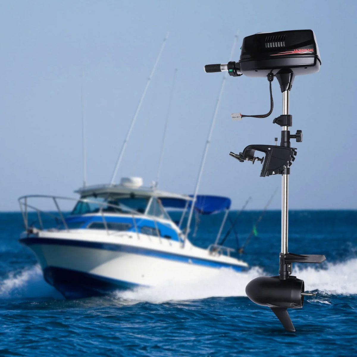 ZhdnBhnos 2.2KW 60V 10HP Heavy Duty Outboard Motor Fishing Boat Engine Electric Brushless Trolling Motor Tiller Control 3000 R/Min