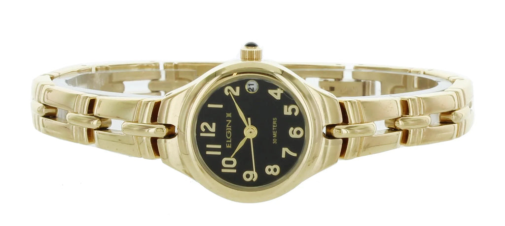 Elgin Women's Round Analog Date Gold Tone Bracelet Sizetyle Watch