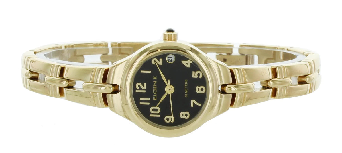 Elgin Women's Round Analog Date Gold Tone Bracelet Sizetyle Watch
