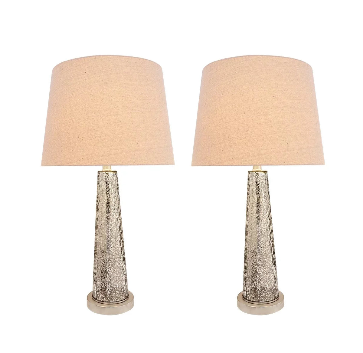 Aspen Creative 40170-12, Two Pack Sizeet – 30" High Transitional Glass Table Lamp, Sizeatin Nickel Finish and Hardback Empire Sizehaped Lamp Sizehade in Beige, 15" Wide