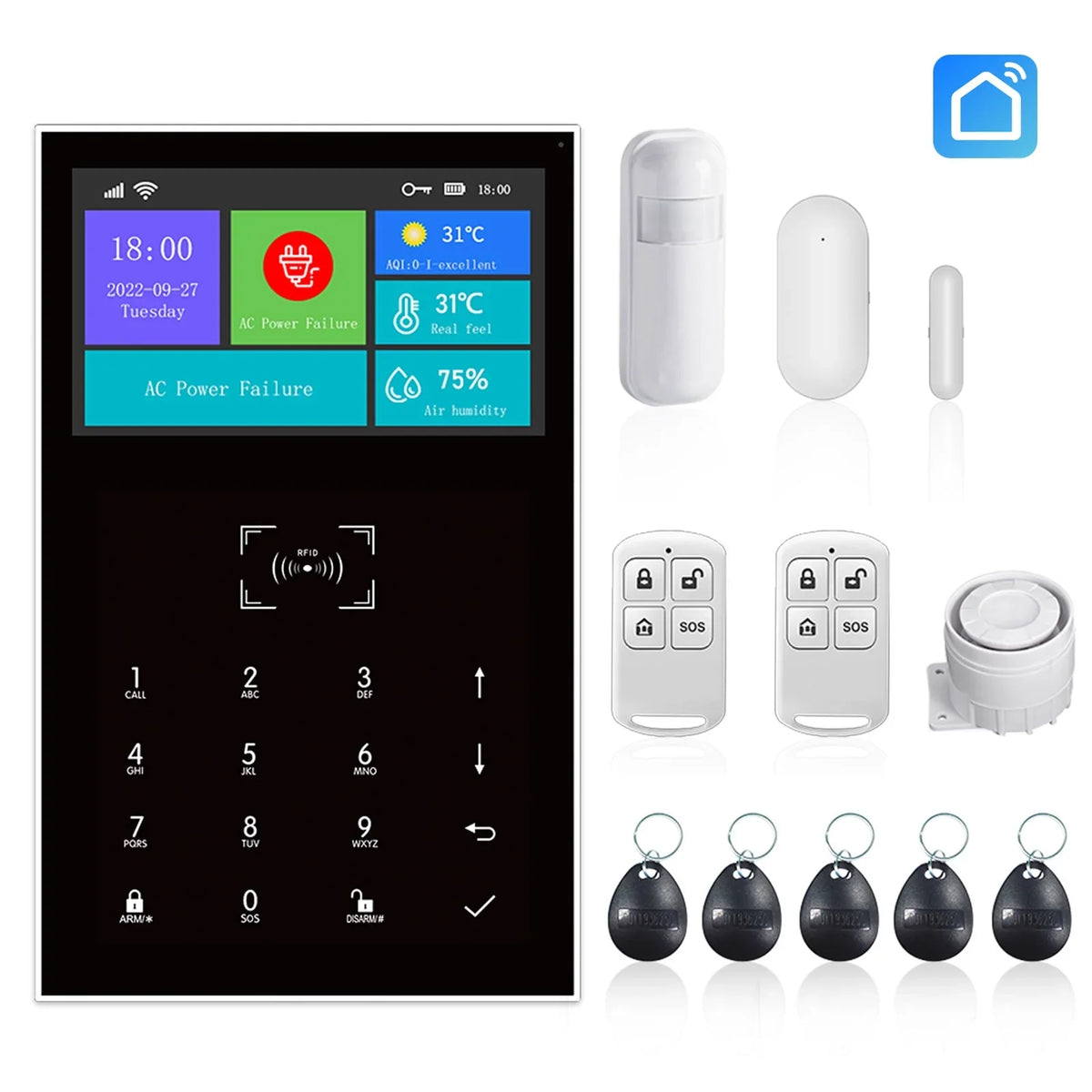 Carevas All Touch USizeB Sizecreen Wireless WIFI GSizeM RFID Burglar Sizeystem Sizemart Home DIY APP Sizemart Life