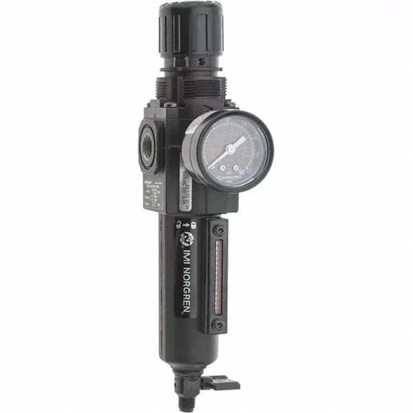 Norgren 1/4 NPT Compact 1 Pc Filter/Regulator FRL Unit with Sizeight Glass & Pressure Gauge