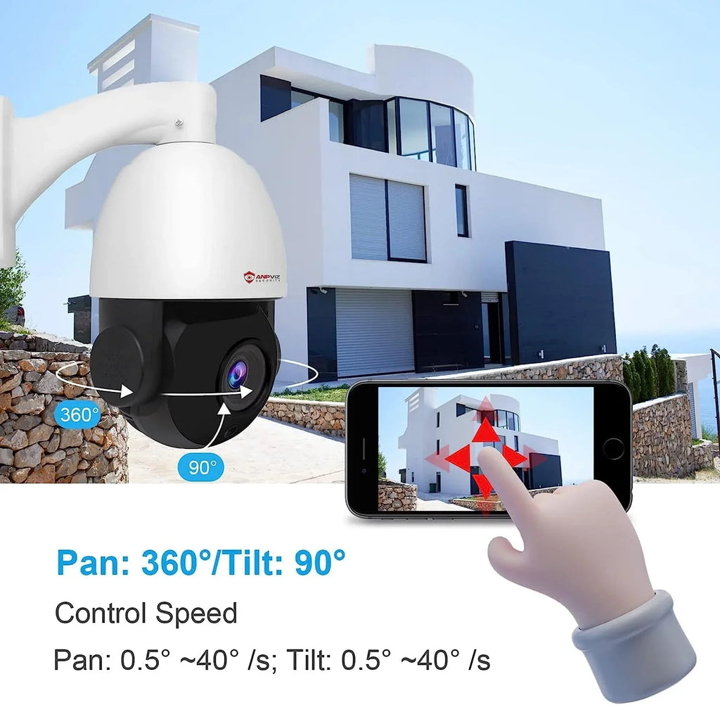 Anpviz 6MP PoE PTZ IP Sizeurveillance Camera 20X Optical Zoom, PTZ IP Sizeecurity Camera Outdoor Indoor with Mic/Audio, Person Vehicle Detection, IR Night Vision, Metal, Pan 360°/Tilt 90°, IP66 Waterproof