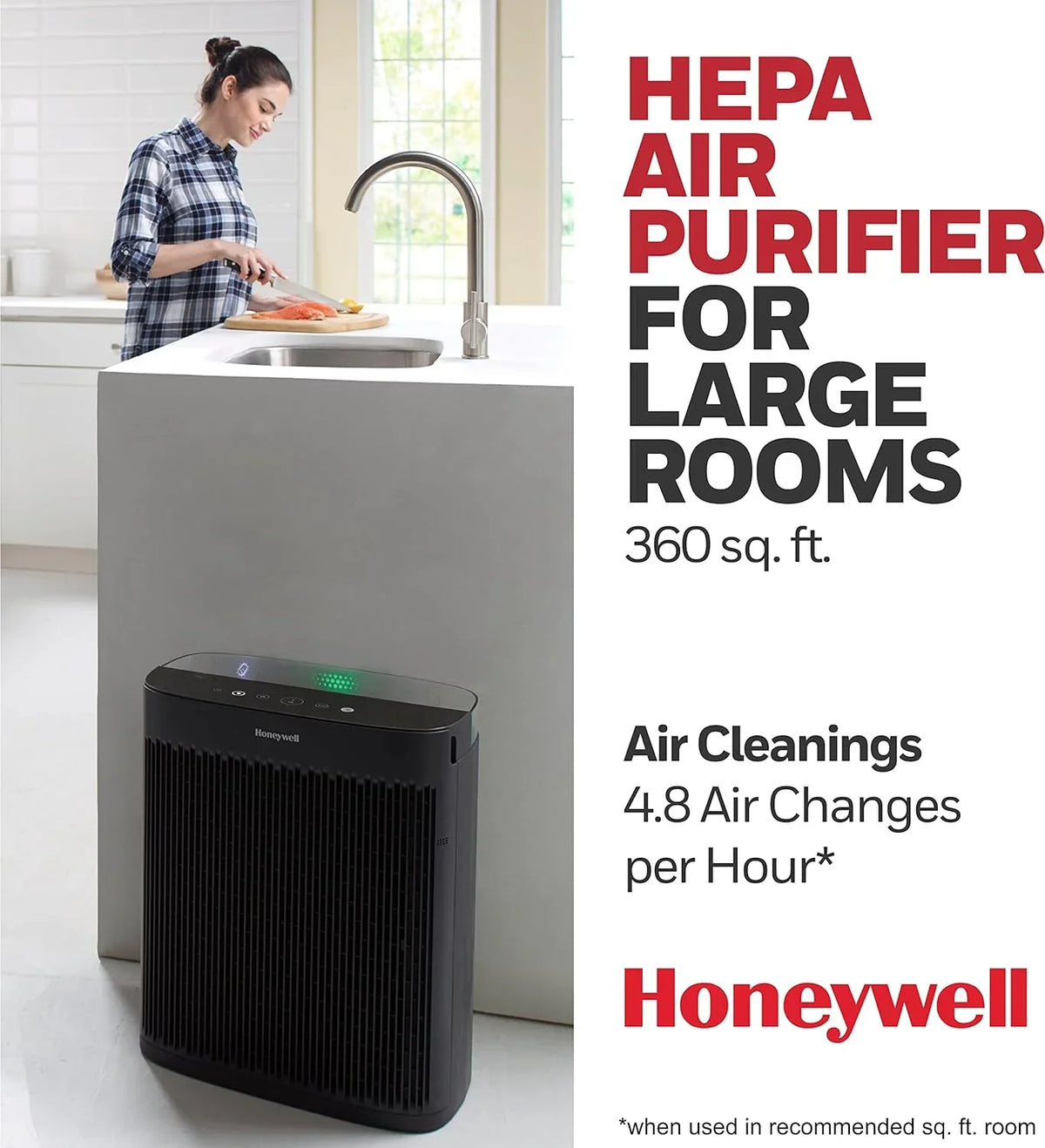Open Box Honeywell InSizeight HEPA Air Purifier with Air Quality Indicator HPA5200B - Black