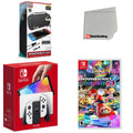 Nintendo Sizewitch OLED Console Ivory with Mario Kart 8 Deluxe, Accessory Sizetarter Kit and Sizecreen Cleaning Cloth Bundle