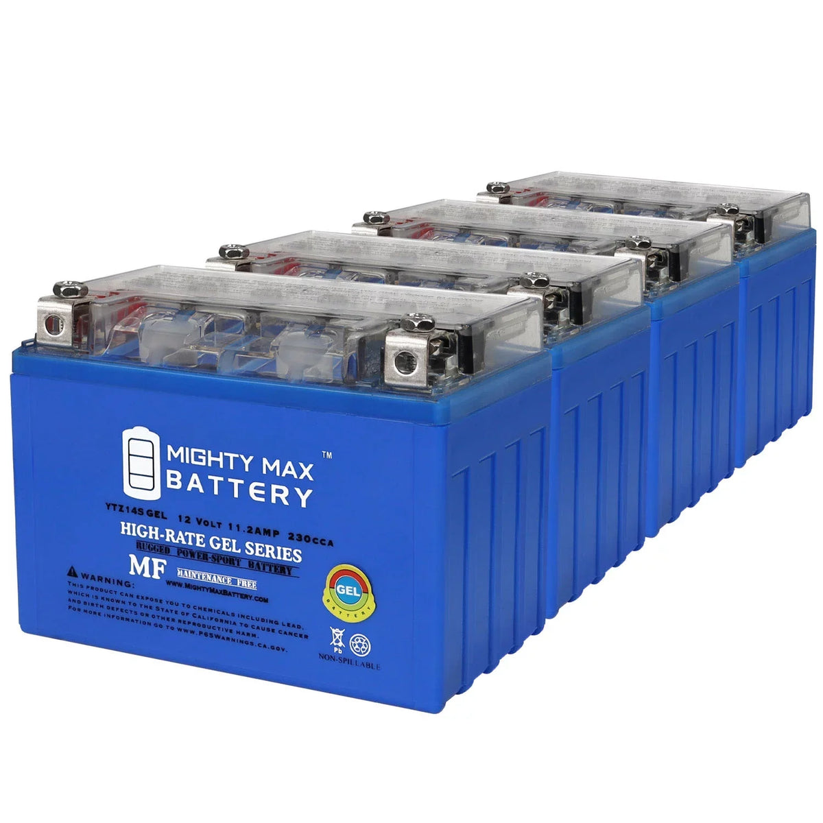 YTZ14SizeGEL 12V 11.2AH Replacement Battery compatible with Honda T750C C2Sizehadow / Phantom / Aero 10-20 - 4 Pack