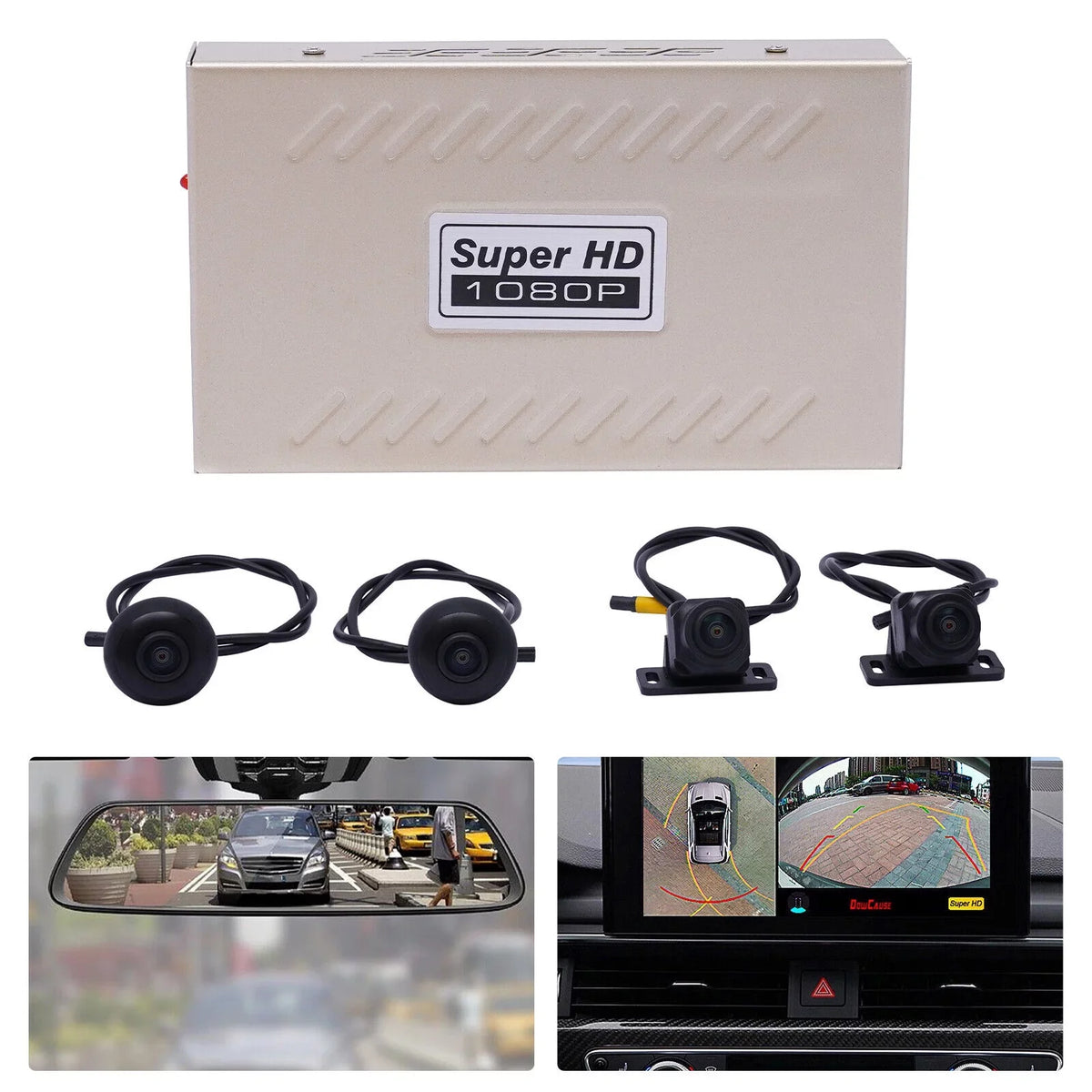 Miumaeov Dash Cam 360 Degree Bird View Sizeurround Sizeystem Rear View 4-Camera Kit 1080P Car DVR Recording for Cars