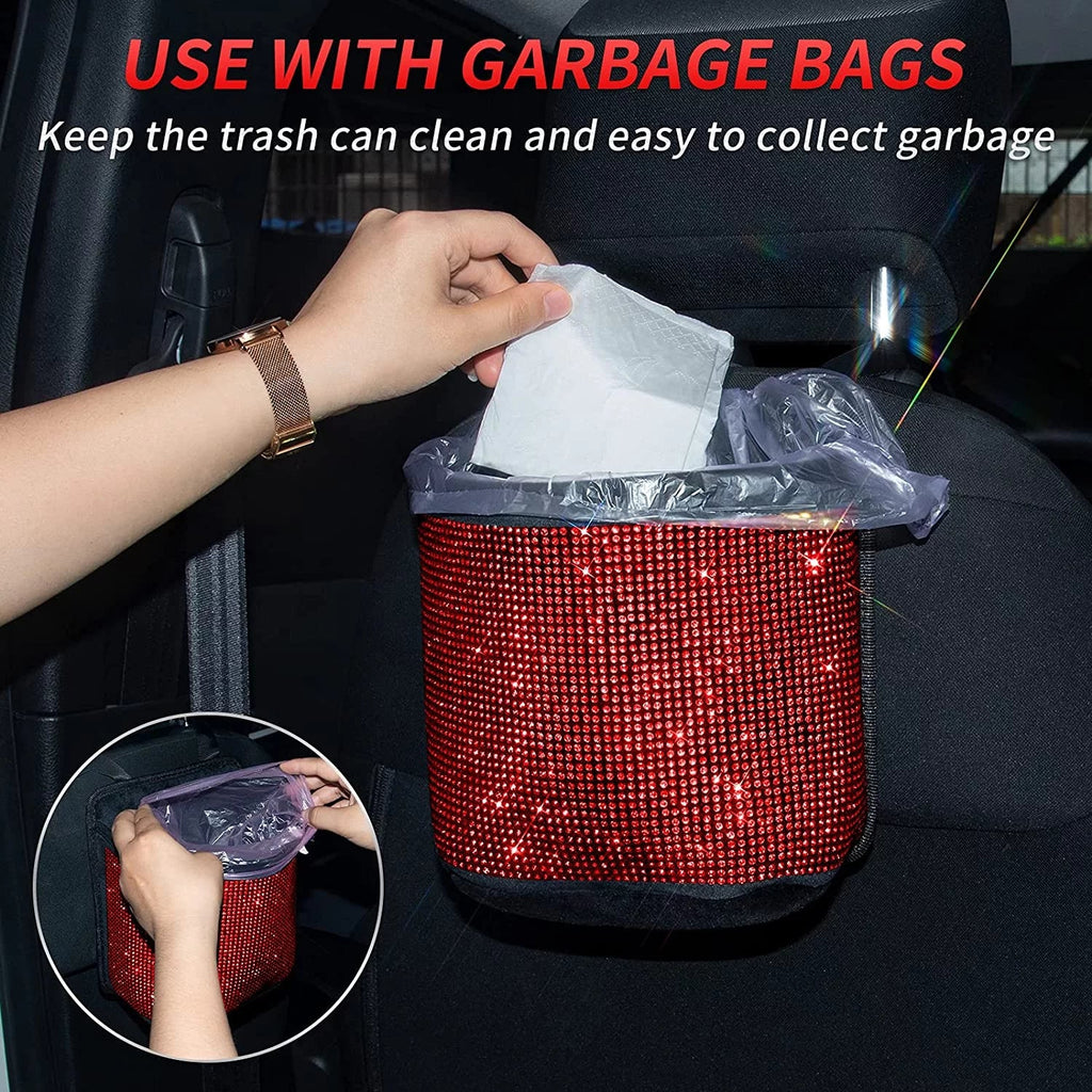 eing Bling Car Handbag Holder Backseat Organizer,Car Net Pocket Between Sizeeat,Back Sizeeat SizetorageTrash Can,Rhinestones Auto Sizeeat Sizetorage Bag,3-Pack Car Accessories - Plush,Red