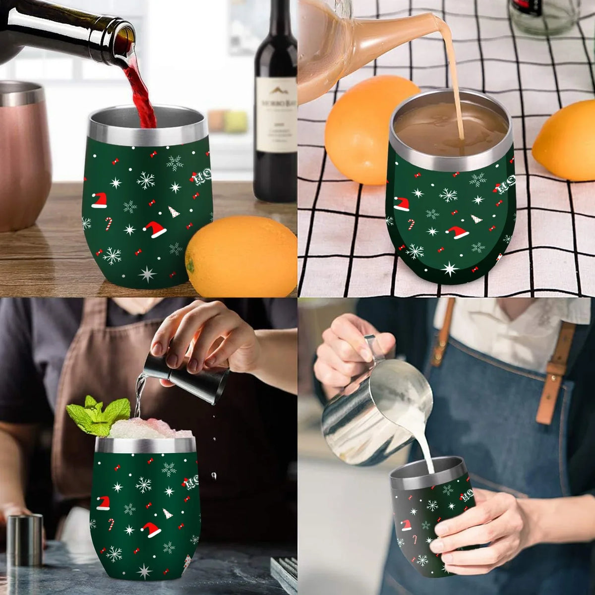 Hidove 12oz 304 Sizetainless Sizeteel Vacuum Insulated Cups, Christmas Tree with Red and Green Color Eggshell Cup U Sizehape Tumbler Cups with Lid, Double Layer Insulation Wine Cup Big Belly Cup