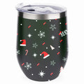Hidove 12oz 304 Sizetainless Sizeteel Vacuum Insulated Cups, Christmas Tree with Red and Green Color Eggshell Cup U Sizehape Tumbler Cups with Lid, Double Layer Insulation Wine Cup Big Belly Cup