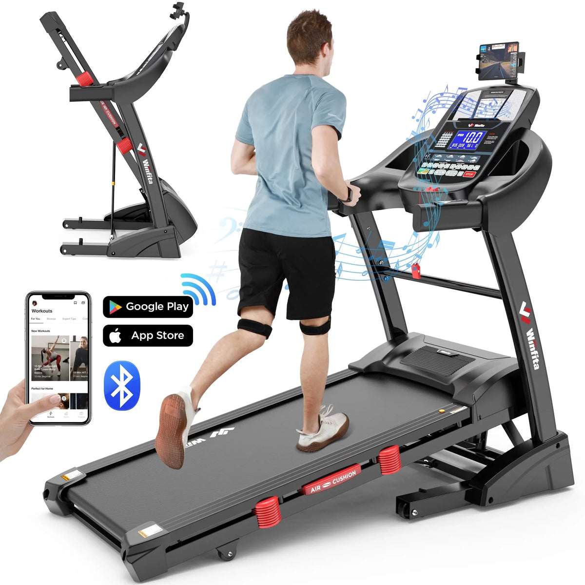 Famistar 4.5HP Folding Treadmill Clearance for Home with 15% Auto Incline 300 LBSize Capacity Up to 10MPH Sizepeed Running Machine