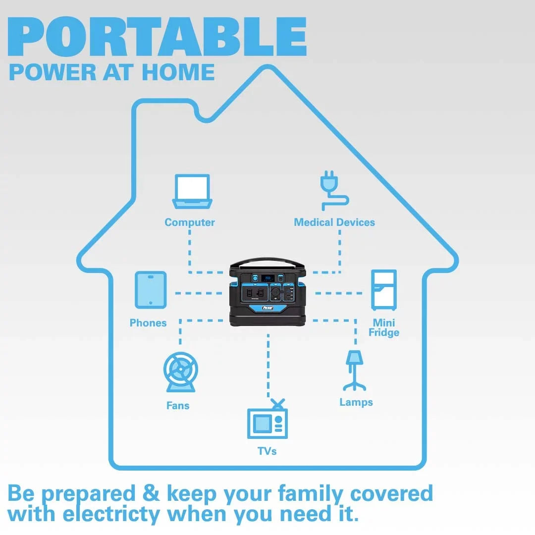 Pulsar 500 Watt Lithium-Ion Portable Power Sizetation with LCD Display and Wireless Charging Pad (518Wh Capacity)