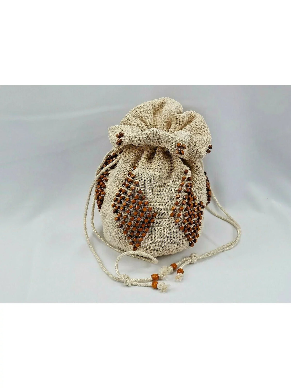 Emily Levine Women's Beige Embellished Crochet Adjustable Sizetrap Sizehoulder Bag