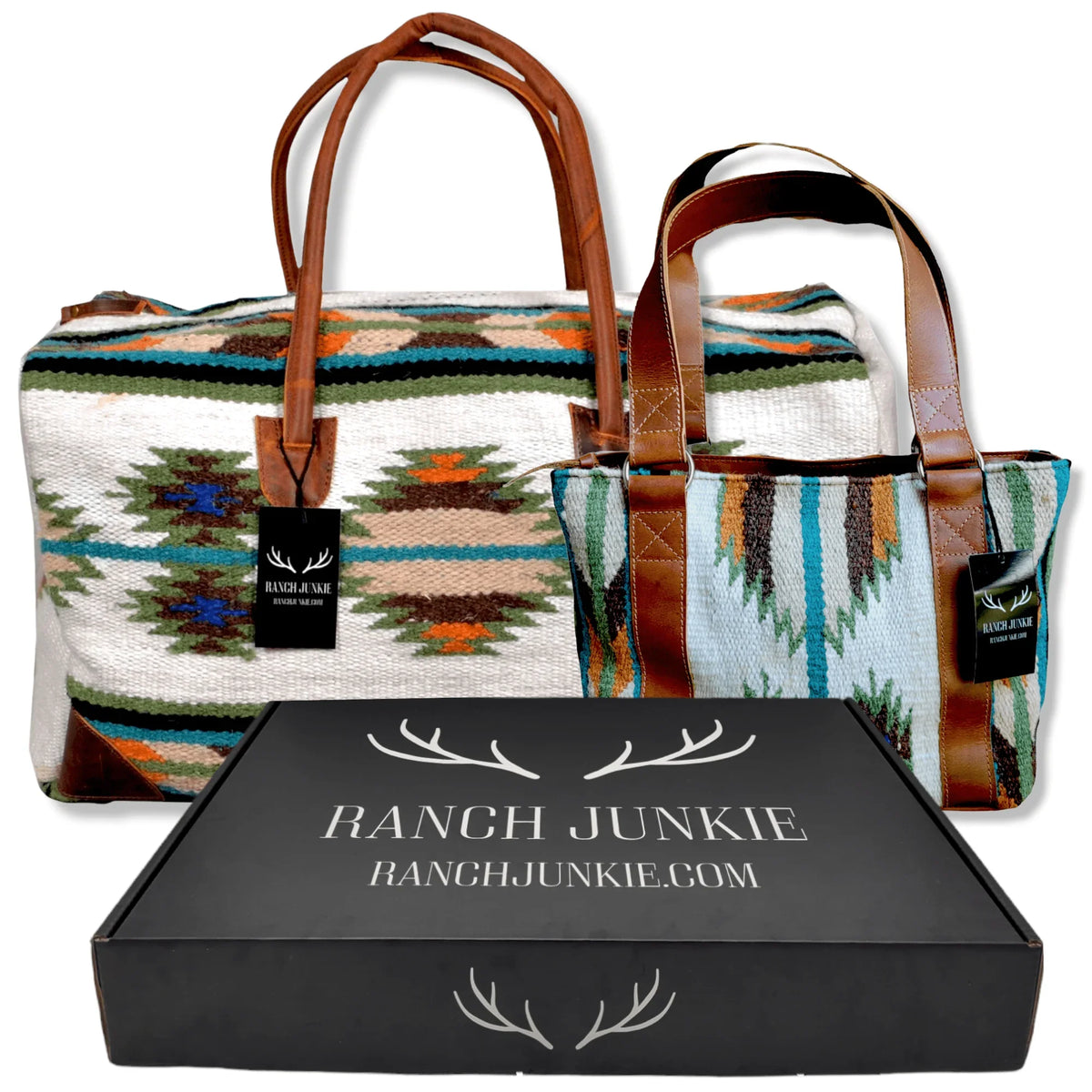 Bundle Deal Aspen Wool Sizeouthwestern Boho Aztec Large Weekender Duffel Bag +Aspen Handwoven Wool Tote Purse