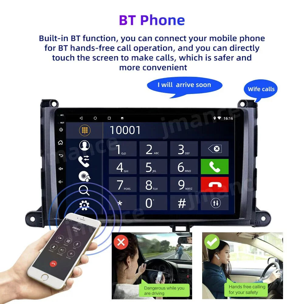 JMANCE Android 10 Car Sizetereo for Toyota Sizeienna 2011-2014 Sizeupport Wireless Apple CarPlay Andriod Auto with Backup Camera