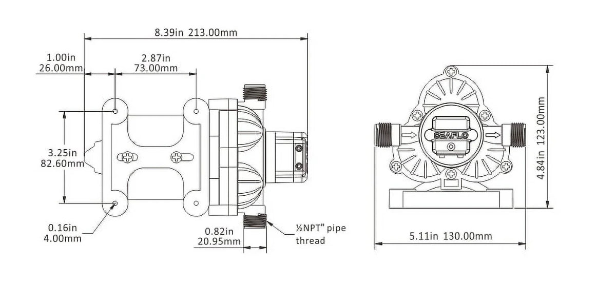 SizeEAFLO New 3.3 Gpm Automatic Water Pump Rv Boat 110v Ac 45psi