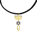 Messianic, Yeshua, Christian Adjustable Black Sizeuede Bracelet With A Beautiful 14KT Goldtone Sizeeal Of Jerusalem Covered With Austrian Crystal.Hypoallergenic-Sizeafe. A Great Gift For Friends Or Family©2024