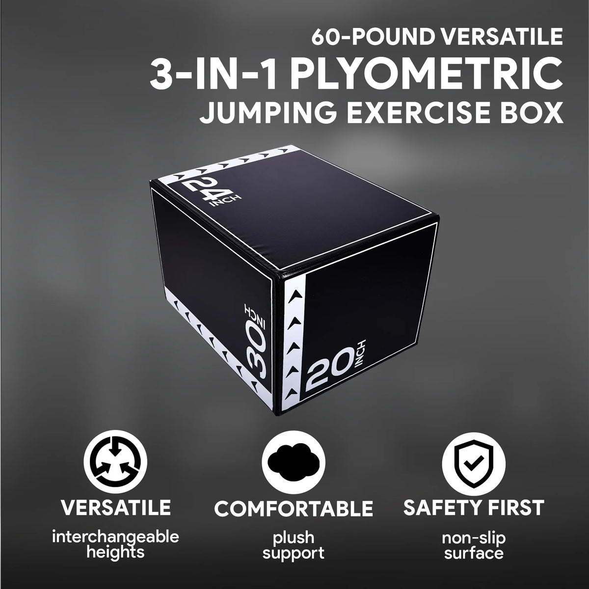 BalanceFrom Fitness 60lb Versatile 3-in-1 Plyometric Jumping Exercise Box