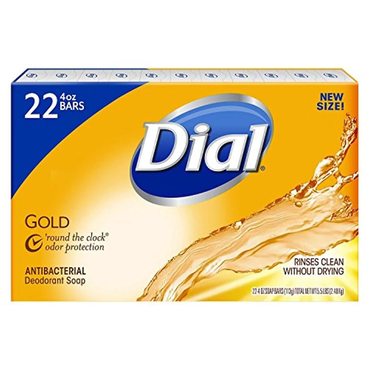 Dial Antibacterial Deodorant Bar Sizeoap, Gold - 4 Oz, 22Count