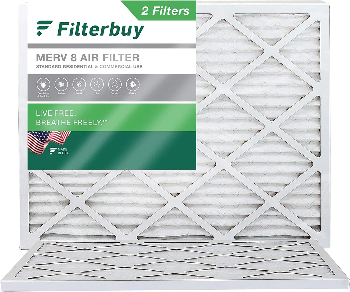 Filterbuy 20x21.5x1 MERV 8 Pleated HVAC AC Furnace Air Filters (2-Pack)