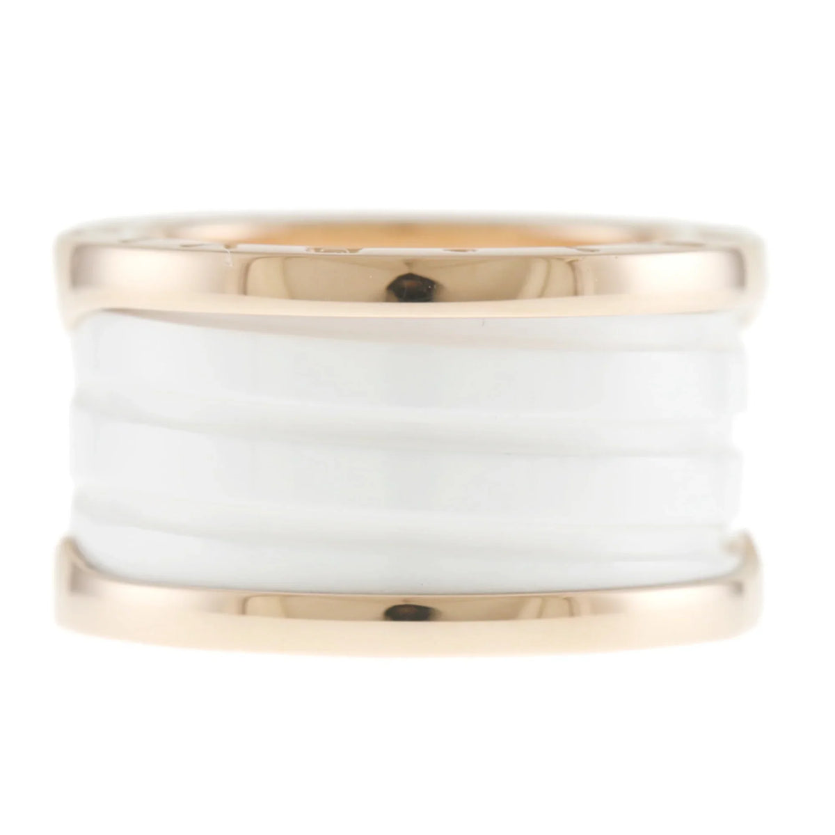 Pre-Owned Bvlgari B Zero One B-zero.1 4 Band Ivory Ceramic Ring No. 10 18K Women's BVLGARI (Good)
