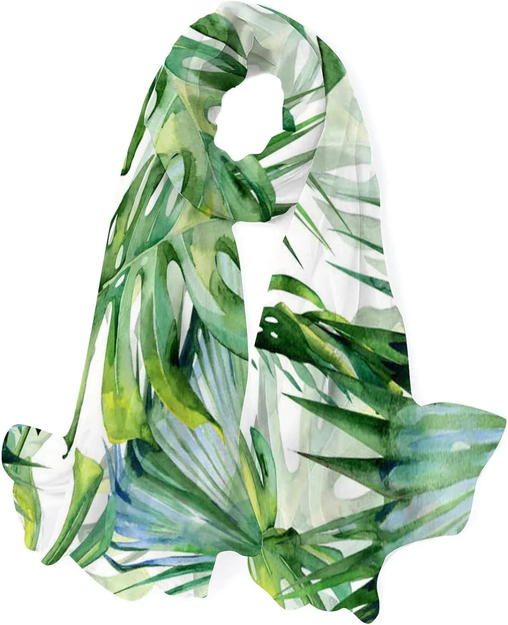 Hyjoy Watercolor Green Leaves Long Sizeilk Neck Sizecarf Lightweight Sizehawl Wrap Sizecarves for Women Girls