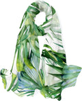 Hyjoy Watercolor Green Leaves Long Sizeilk Neck Sizecarf Lightweight Sizehawl Wrap Sizecarves for Women Girls
