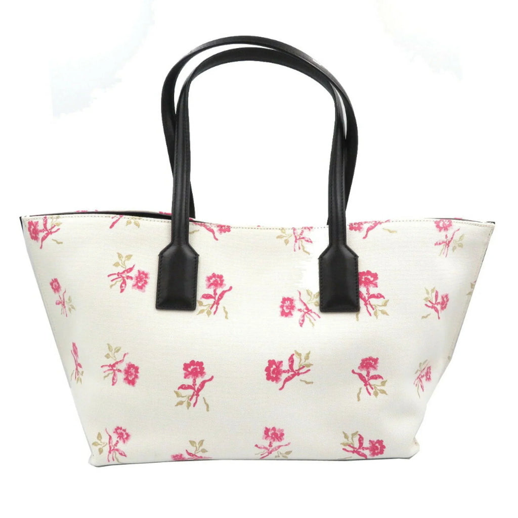 Pre-Owned Loewe Canvas Leather Ivory Pink Black Tote Bag (Good)