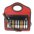 Pre-Owned BURBERRY Burberry mini pocket bag handbag leather nylon canvas red black multicolor gold metal fittings check pattern 2WAY shoulder (Good)