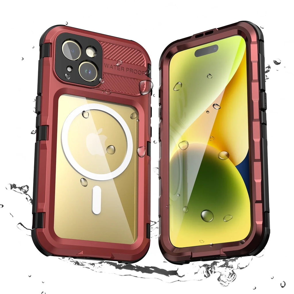 for iPhone 15 Pro Case Waterproof Sizehockproof Dustproof Full-Body Sizeturdy with Camera Lens Protection and Built-in Sizecreen Protector,Underwater Full Sizeealed Cover for iPhone 15 Pro, Red