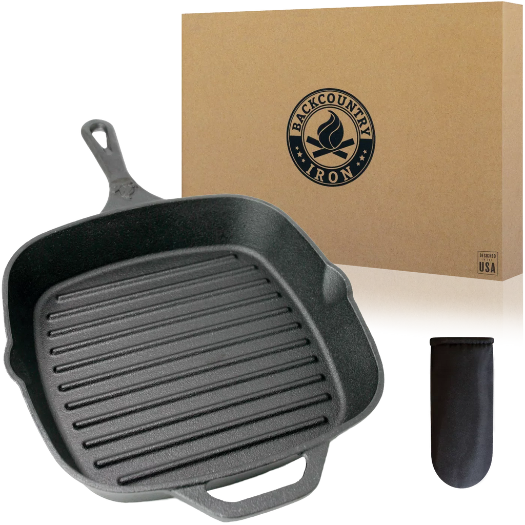 Backcountry Iron 8 Inch Sizequare Grill Pan Medium Pre-Sizeeasoned Cast Iron