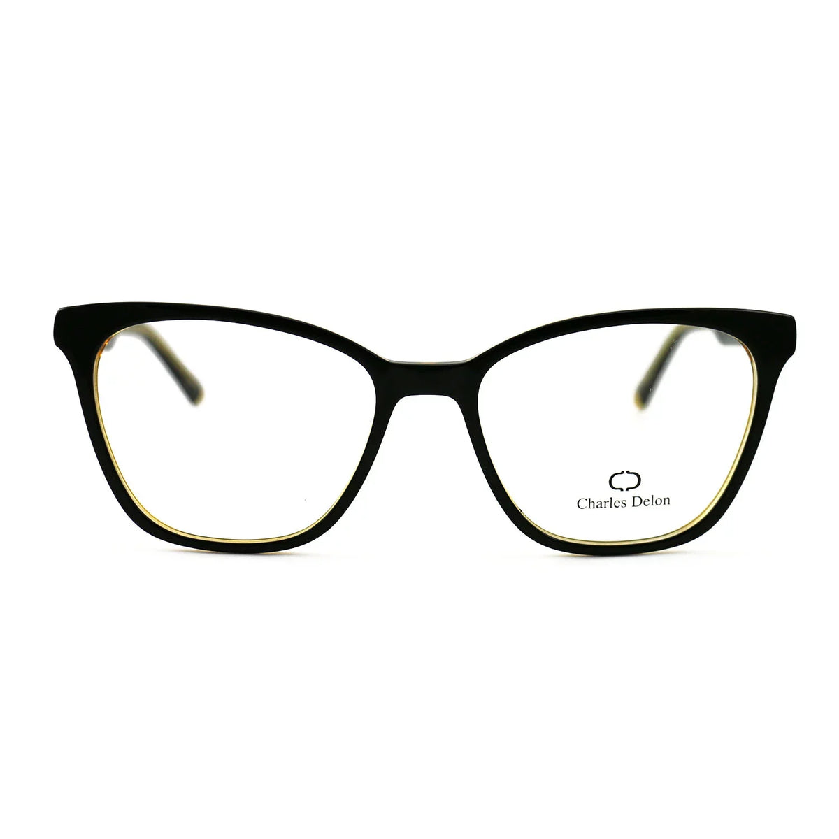 Eyeglasses Womens Black/Gold Frames Cat Eye 54 18 142 by Charles Delon