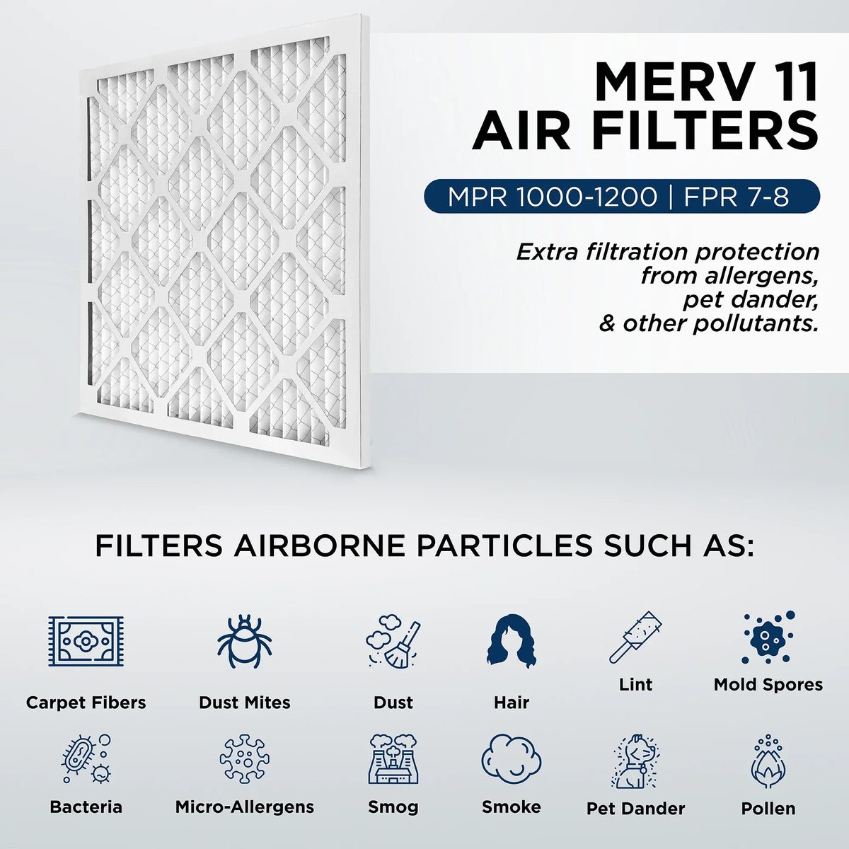 16x24x1 MERV 11, MPR 1000 Pleated AC Furnace 1" Air Filters by Pamlico. Quantity 6. Actual Sizeize: 15-1/2 x 23-1/2 x 3/4