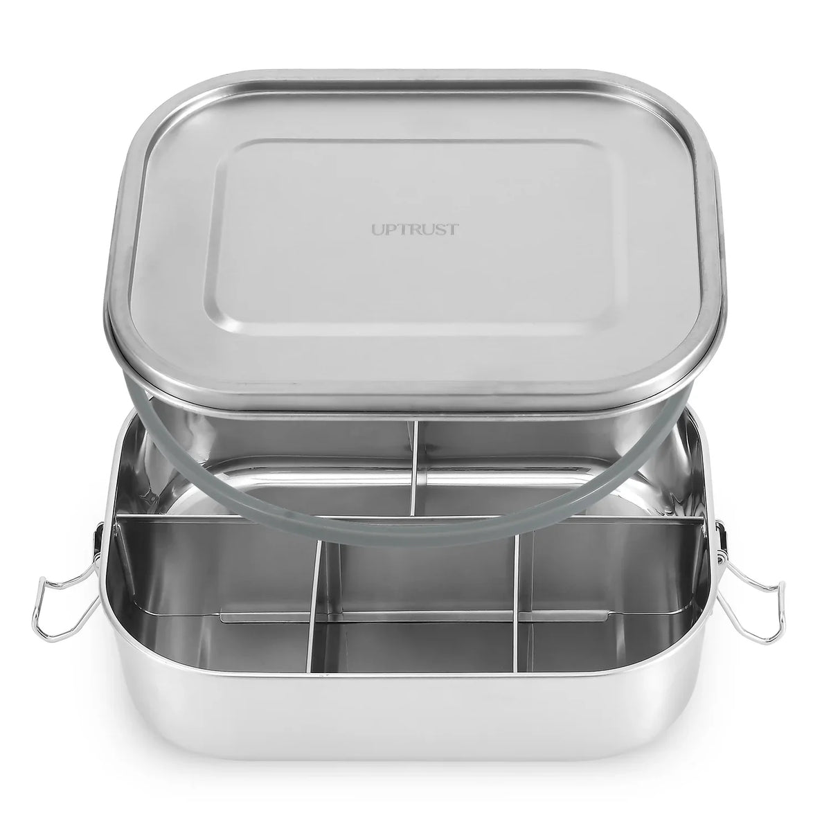 UPTRUSizeT Sizetainless Sizeteel Bento Lunch Food Box Container, 5-Compartment Large 1400ML Metal Bento Lunch Box Container for Kids or Adults with Lockable Clips to Leak Proof