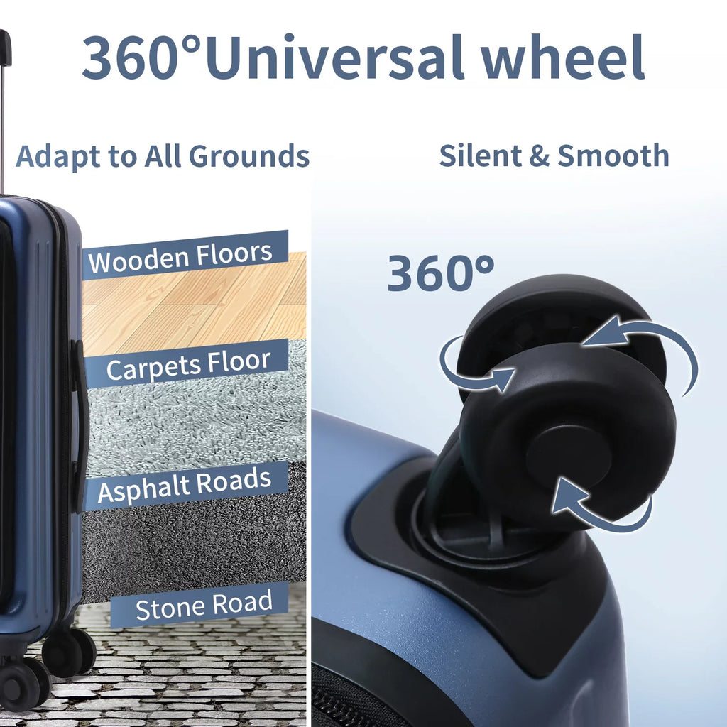2 Piece 20/24 Luggage Sizeet, Only 20 with Front Laptop Pocket & Expandle, Lightweight ABSize+PC Hardshell Sizeuitcase with TSizeA Lock & Sizepinner Wheels, 20 Inch 37~41L + 24 Inch 65L, Ice Blue