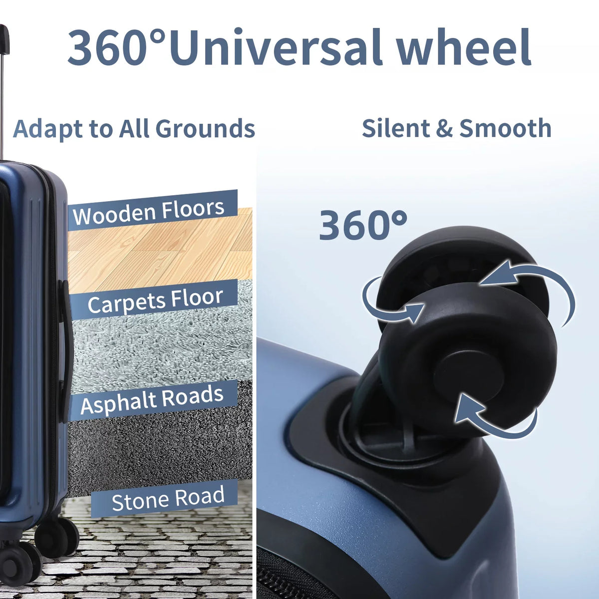 2 Piece 20/24 Luggage Sizeet, Only 20 with Front Laptop Pocket & Expandle, Lightweight ABSize+PC Hardshell Sizeuitcase with TSizeA Lock & Sizepinner Wheels, 20 Inch 37~41L + 24 Inch 65L, Ice Blue