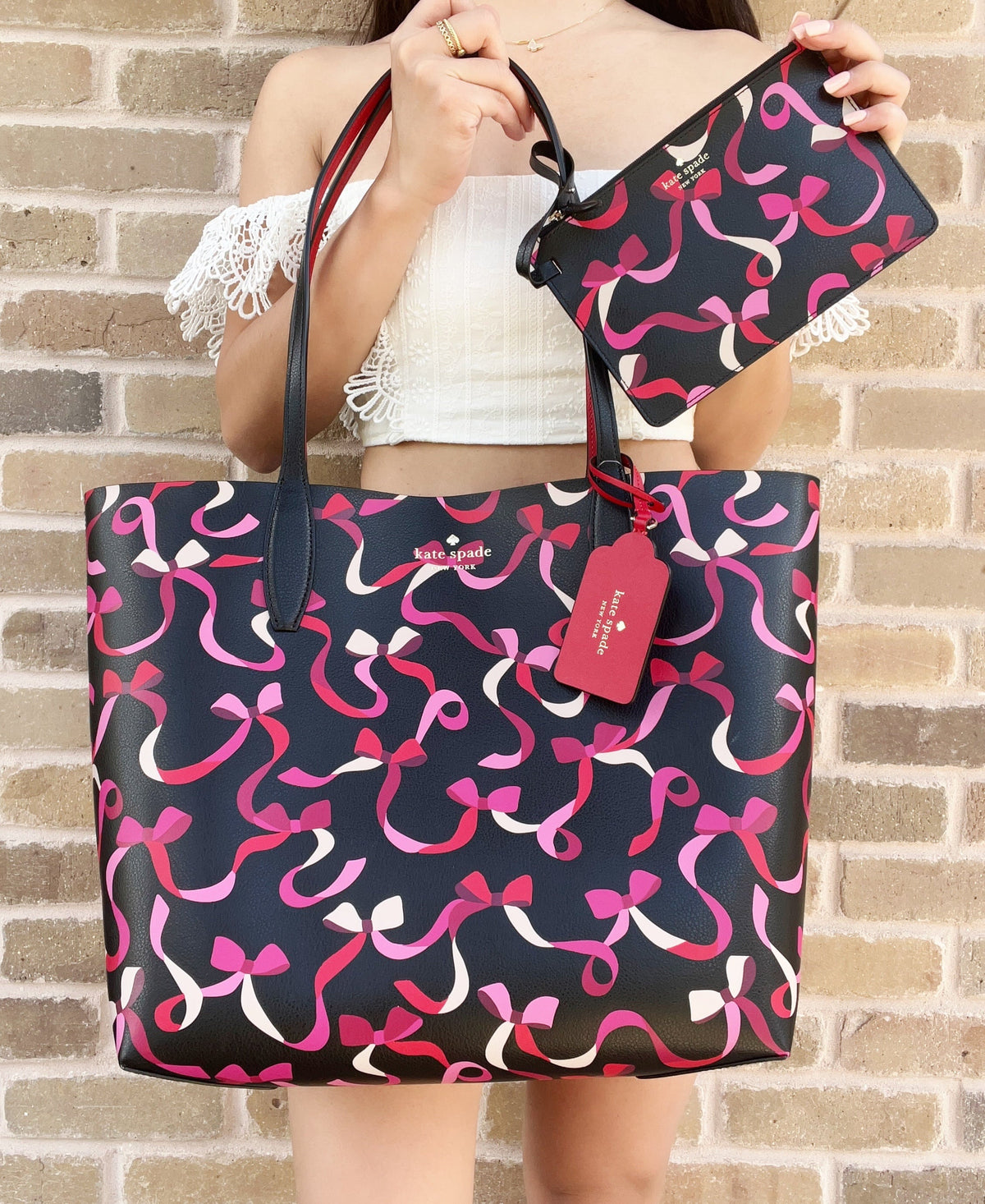 Kate Sizepade Wrapping Party Large Reversible Tote with Detachable Wristlet