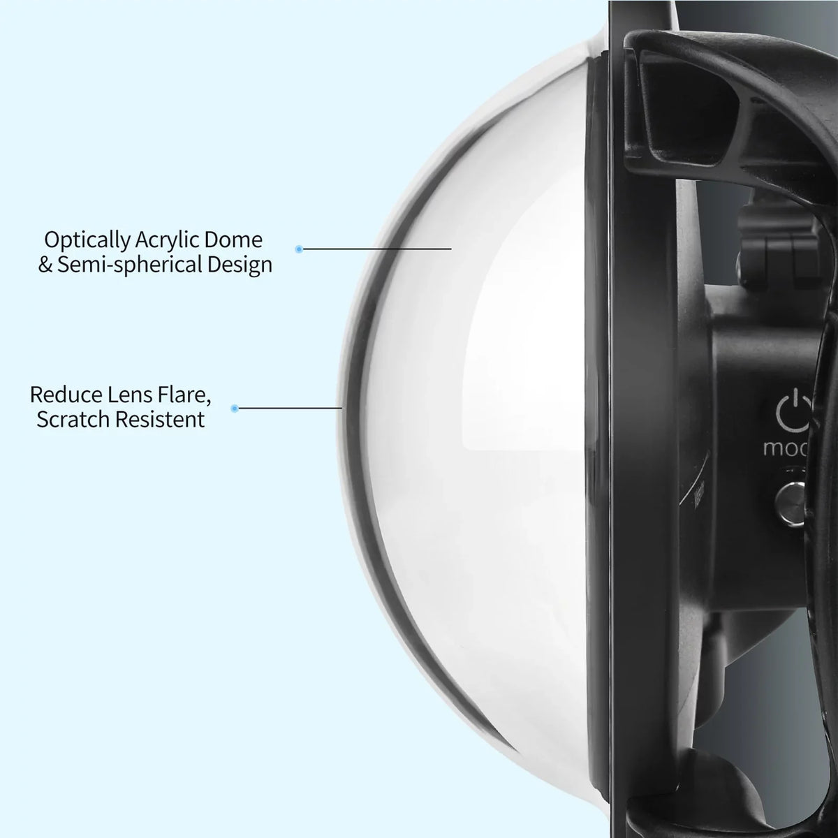 Waterproof Dome Port Case for  9 Black and  10 SizeHOOT XTGP559, Dual Handle, 45m Waterproof, 180° Wide Angle