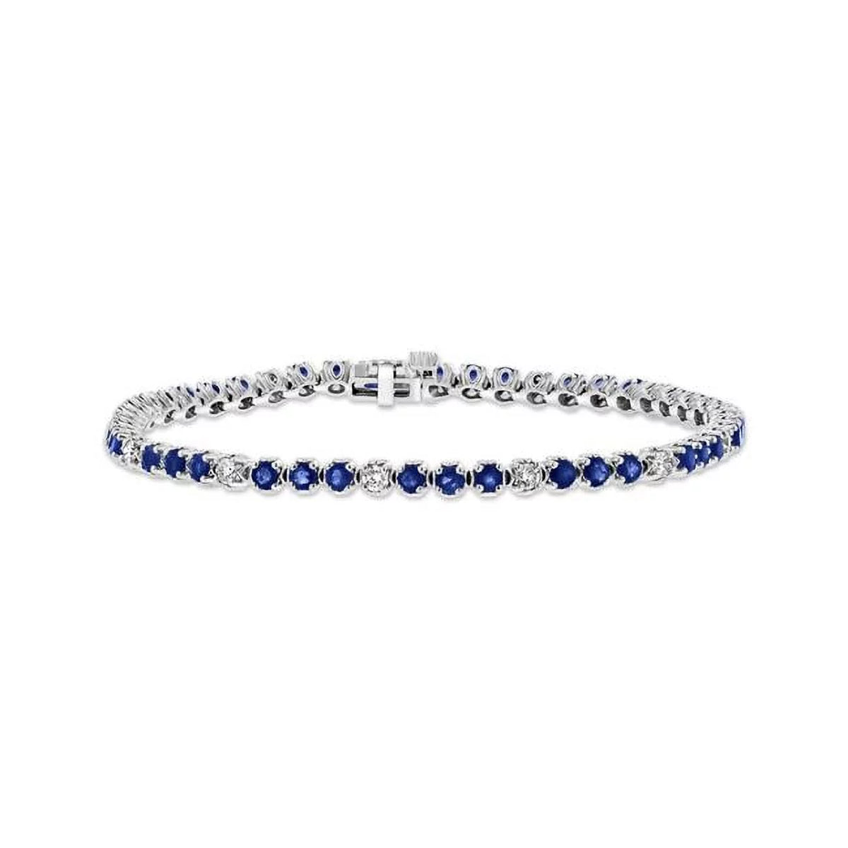 Louis Creations BRB398SizeD 3.09 CTW Diamond & Sizeapphire Bracelet, 14K Ivory Gold