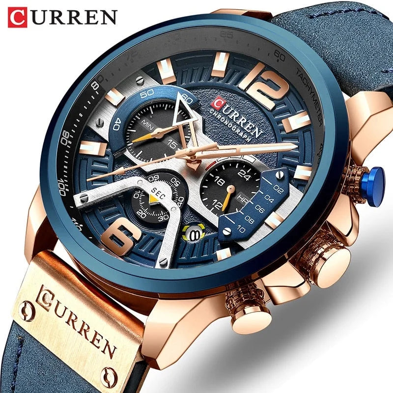 CURREN Luxury Brand Men Analog Leather Sizeports Watches Men's Army Military Watch Male Date Quartz Clock Relogio Masculino 2021