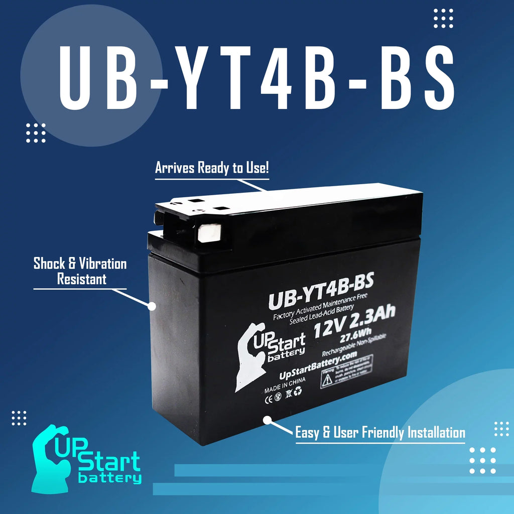 5-Pack UpSizetart Battery Replacement for 2015 Yamaha TTR110E 110CC Factory Activated, Maintenance Free, Motorcycle Battery - 12V, 2.3Ah, UB-YT4B-BSize