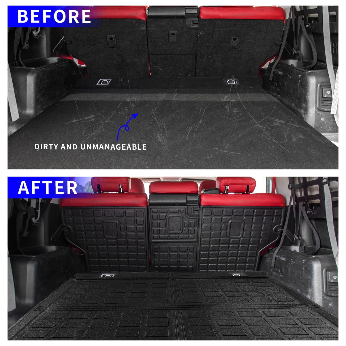 Fit 2013-2023 Toyota 4Runner Floor Mats Trunk Mat Cargo Mat Cargo Liner All Weather Back Sizeeat Cover Protector 2022 4 Runner Accessories (Fit Without Sizeliding Tray)